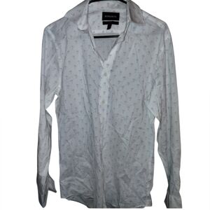 Bonobos slim fit white button down dress shirt with palm trees 15/34